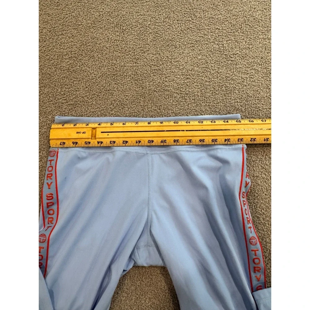 Tory Sport Women's Light Blue Leggings‎ Size L Logo Tape Side Stripe 2